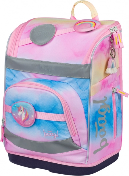 Set Baagl Zippy Plus Unicorn Arcobaleno: zaino, astuccio, sacchetto, grembiule, portafoglio
