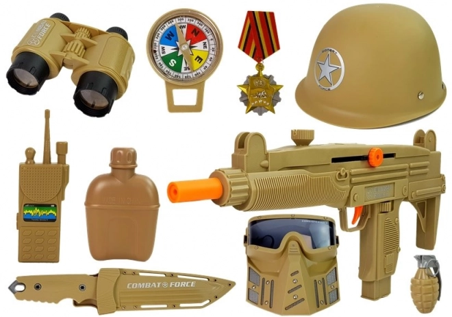 Set militare con pistole, maschera e accessori