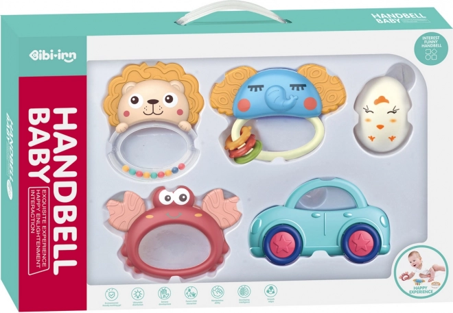 Set di sonagli con dentaruoli Animals 5 pezzi