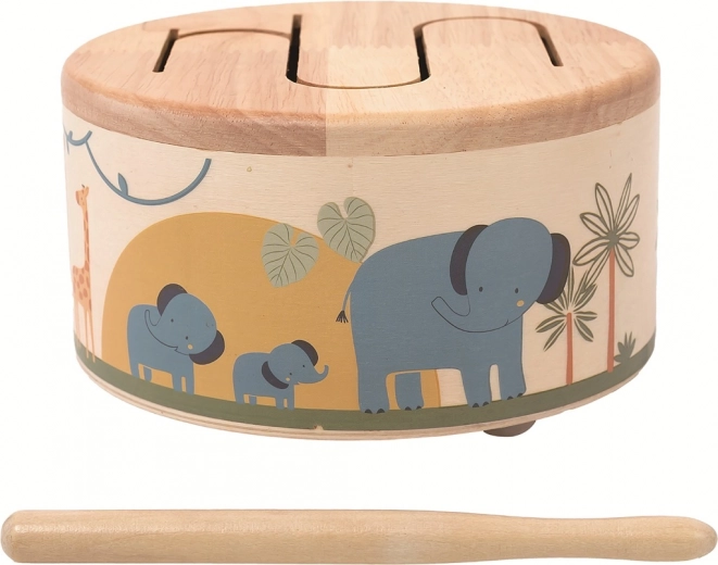tamburo safari in legno per bambini