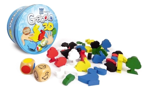 Grabolo 3D gioco da tavolo in legno con scatola di latta