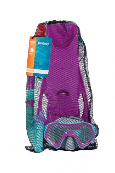 Set snorkeling con maschera tubo e pinne rosa 7+ – rosa