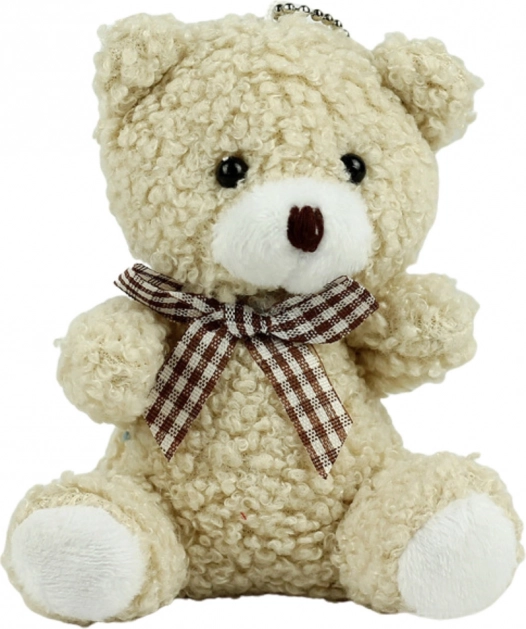 Portachiavi Orsetto di peluche beige 8 cm
