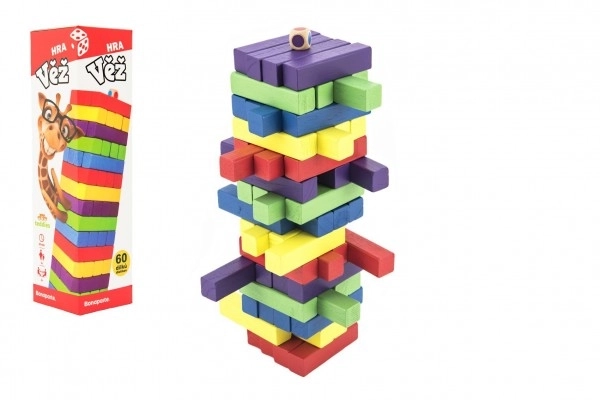 Gioco Torre Legno 60 Pezzi Colorati