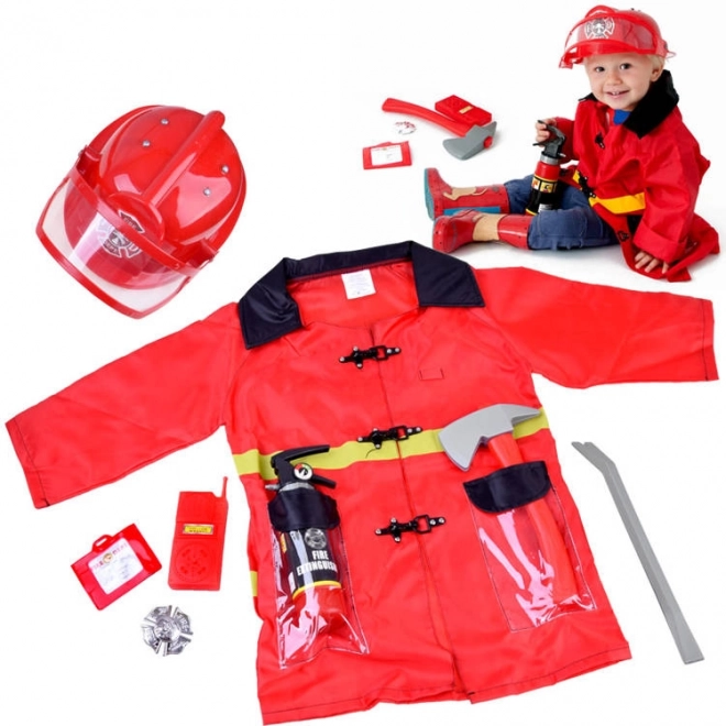 Costume da pompiere per bambini con elmetto e accessori