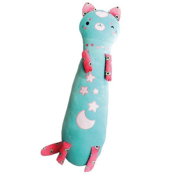 Peluche Momomi Gatto fluorescente turchese 60 cm