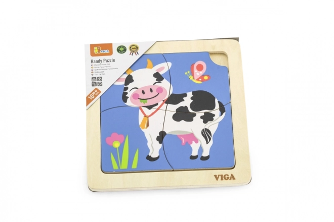 Puzzle in legno 4 pezzi - Mucca