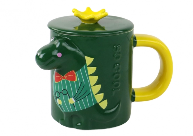 Tazza con Coperchio Dinosauro Verde