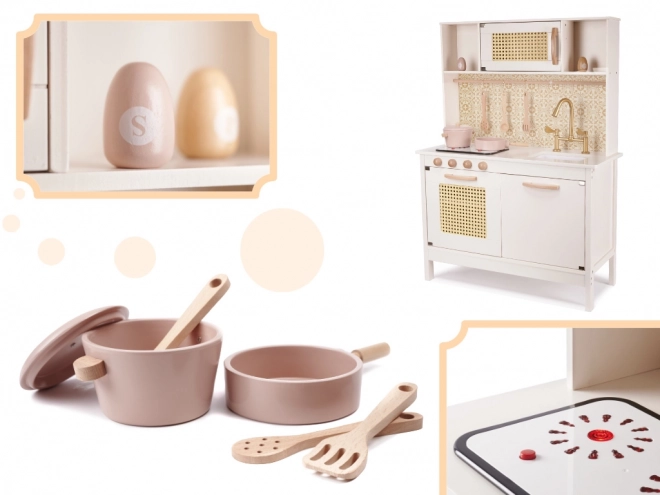 Cucina giocattolo in legno stile retro con accessori Boho