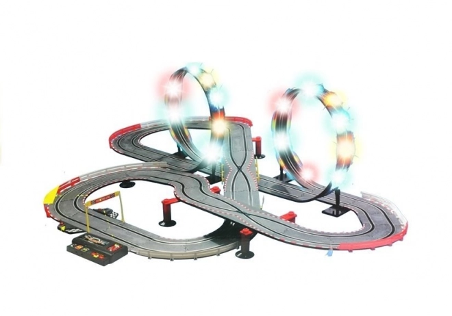 Pista da corsa Slot Car con due auto 1:43 e Loop Luminoso