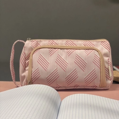 Astuccio scolastico rosa a doppio scomparto