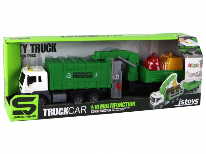 Camion Rifiuti con Gru Frizione Verde 1:16