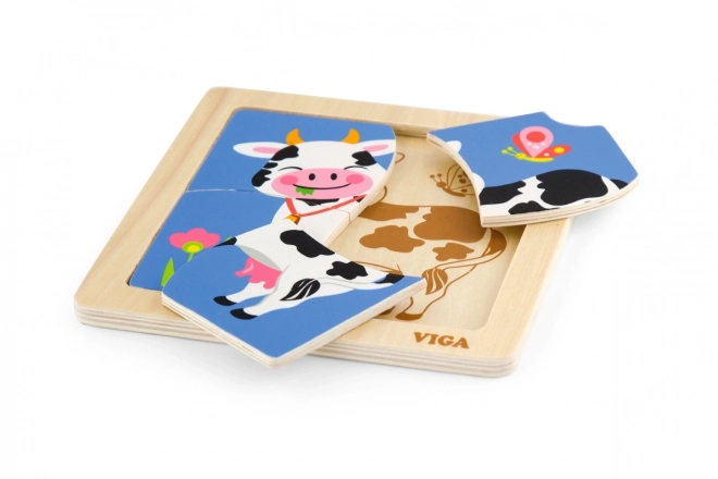 Puzzle in legno 4 pezzi - Mucca