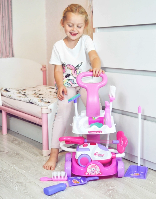 Set pulizie per bambini con carrello e aspirapolvere Woopie