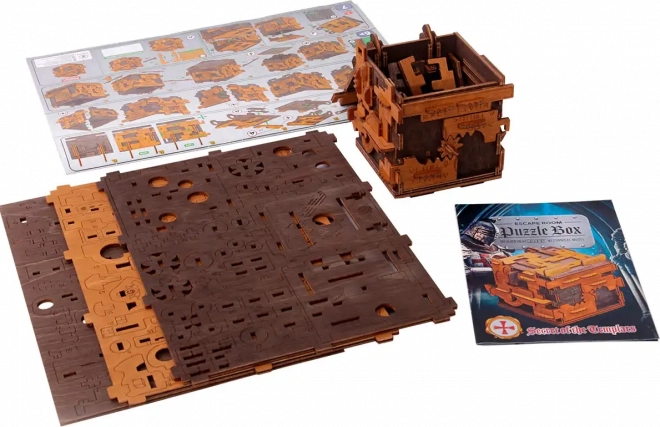 Wooden city puzzle 3D camera escape room