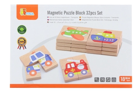 Puzzle magnetico in legno - mezzi di trasporto