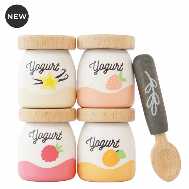 Set di yogurt giocattolo in legno