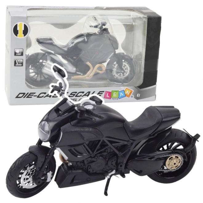Motocicletta sportiva in metallo con LED e suoni