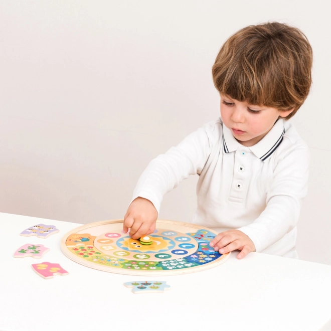 Orologio e puzzle di legno per bambini