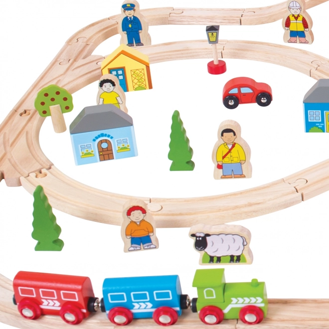 Ferrovie in legno Bigjigs Rail città e paese 91 pezzi