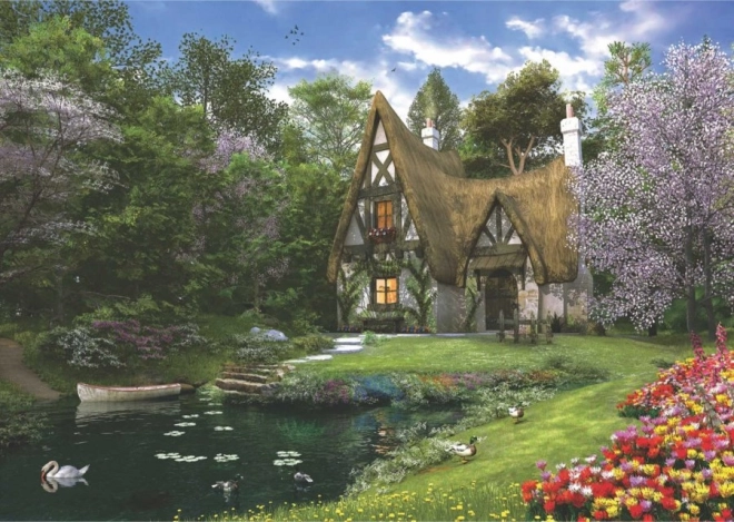 Puzzle Primavera Cottage sul Lago 3000 Pezzi