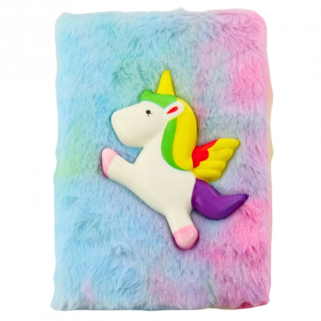 Quaderno peluche con unicorno 3D colorato