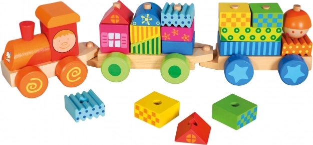 Bino trenino in legno con casette