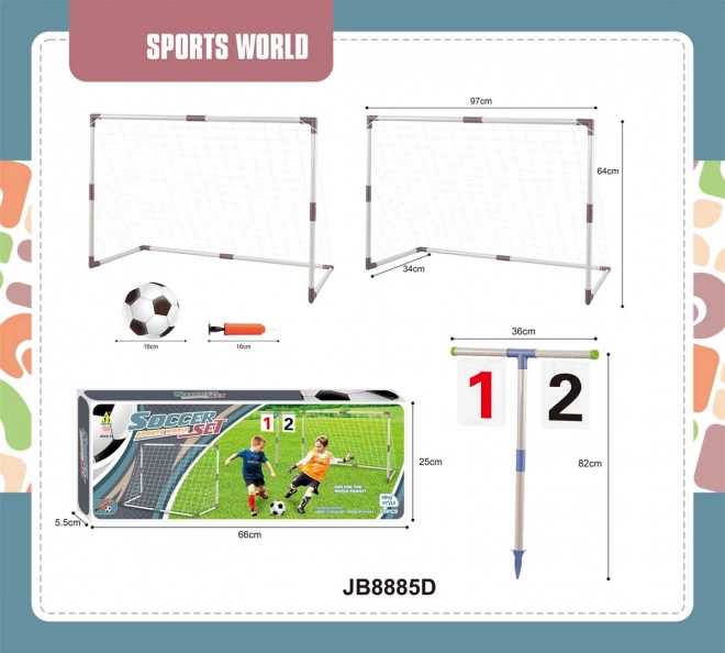 Set bramki da calcio con tabellone segnapunti e accessori