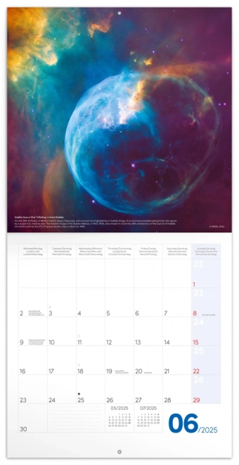 Calendario NASA 2025 con note