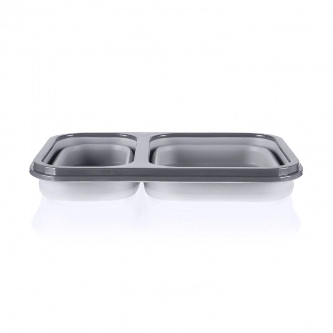 Contenitore da pranzo in silicone con posate grande, grigio chiaro