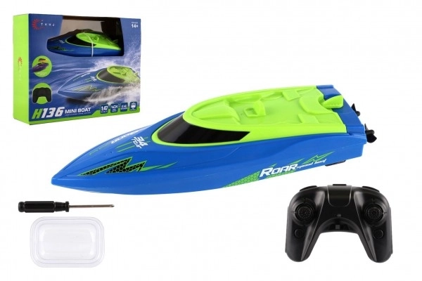 Motoscafo RC in plastica 22cm blu con batteria