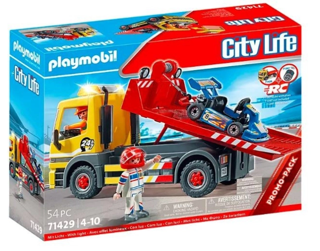 Auto traino con luci lampeggianti