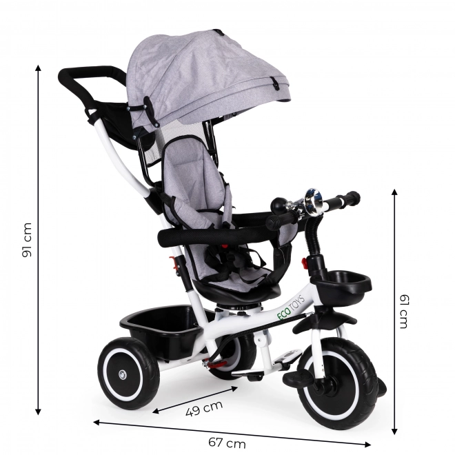 Triciclo con sedile girevole 360° ECOTOYS grigio