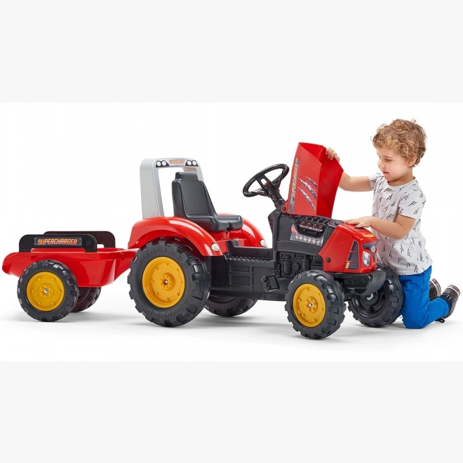 Trattore a Pedali Red Supercharger con Rimorchio per Bambini da 3 Anni