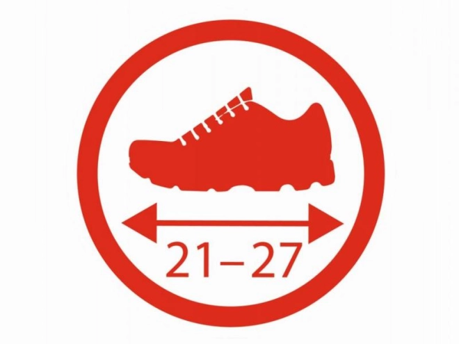 Regolazione facile per taglie 21–27