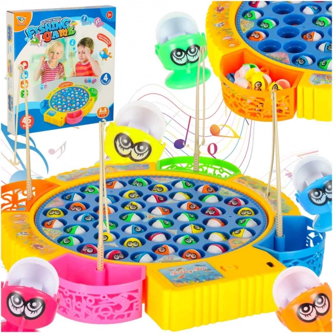 Gioco di famiglia pesca dei pesciolini 45 pesci + 4 canne, elettrico musicale