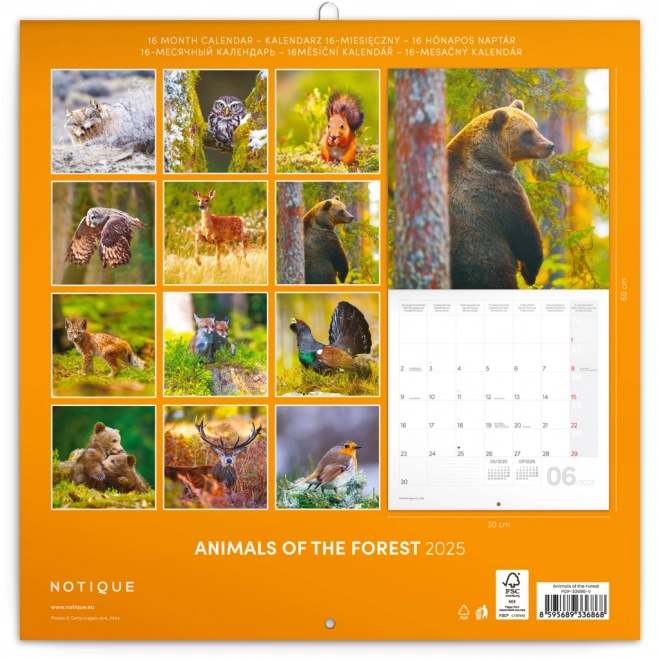 Calendario da parete Animali della Foresta 2025