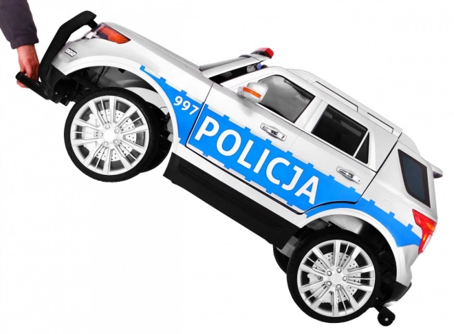 Auto della polizia SUV per bambini a batteria + sirene + luci + megafono + telecomando + avvio lento + EVA + adesivi
