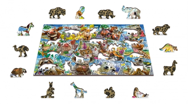 Puzzle in legno con cartoline di animali