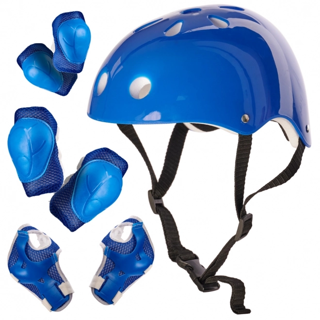 Casco e protezioni regolabili per pattinaggio azzurro