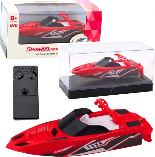 Barca da corsa motorizzata RC con doppio motore 2.4 GHz rosso