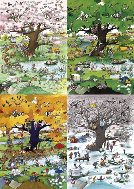 Illustrazione di Roger Blachon – le quattro stagioni in un’unica immagine