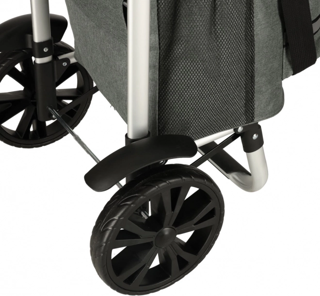 Carrello della spesa grigio su ruote