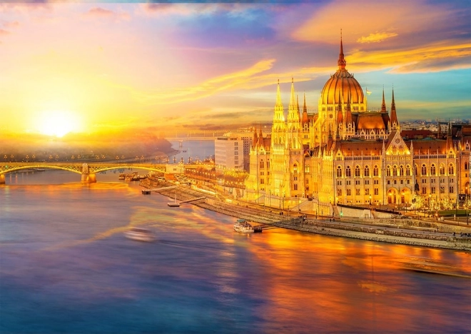 Puzzle Tramonto sul Parlamento di Budapest 1000 Pezzi