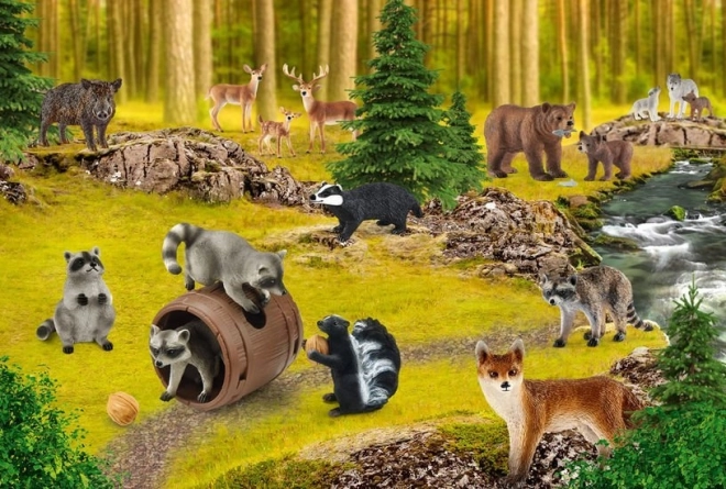 Puzzle SCHMIDT Schleich Famiglia dei procioni 150 pezzi con figurina