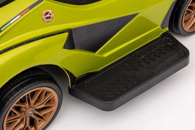Macchina da passeggio Lamborghini bianca con spintore – Verde