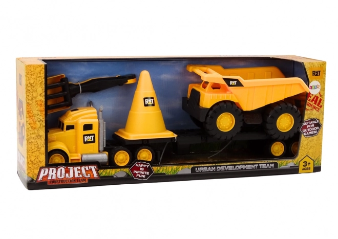 Set di macchine da costruzione camion ribaltabile giallo