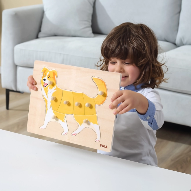 Set di puzzle in legno animali Montessori con supporto