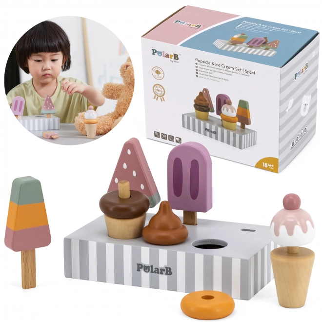 Set di gelati in legno