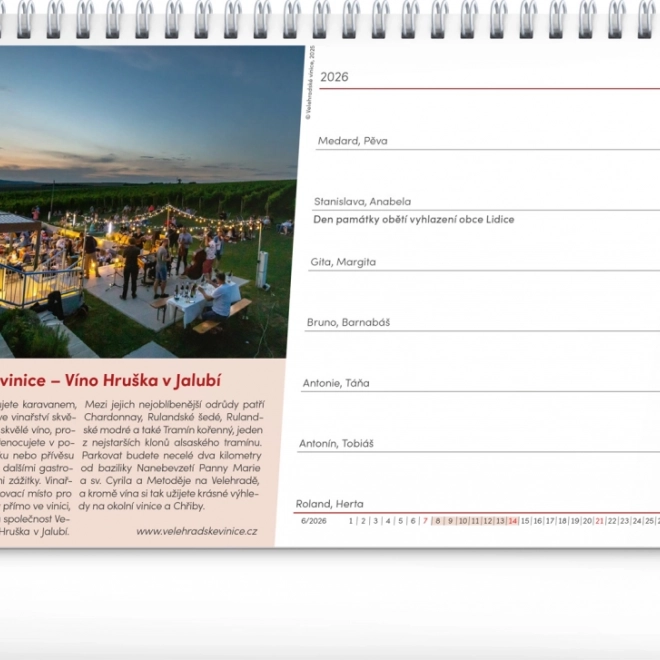 Calendario da tavolo Viaggio nel mondo del vino 2026